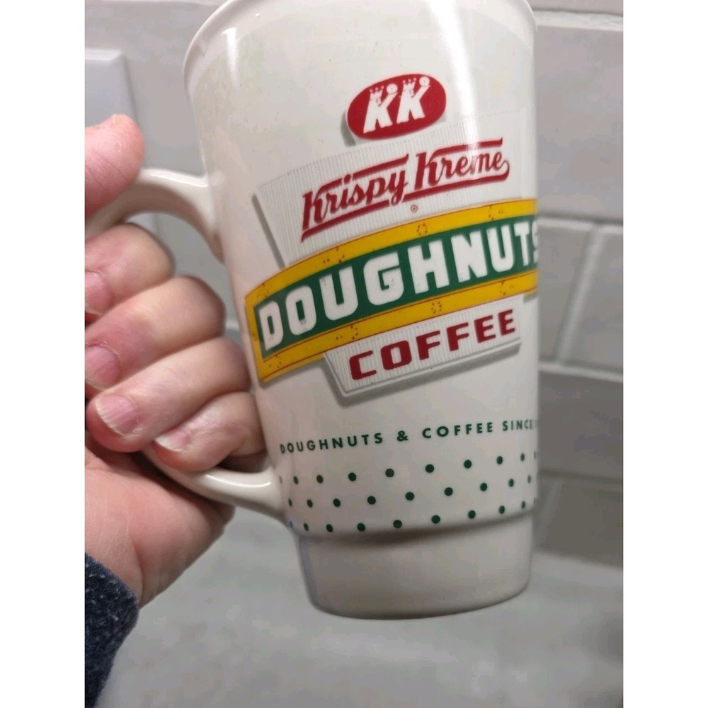 Krispy Kreme Doughnuts Coffee Mug Cup Iconic Logo White Ceramic Collectible